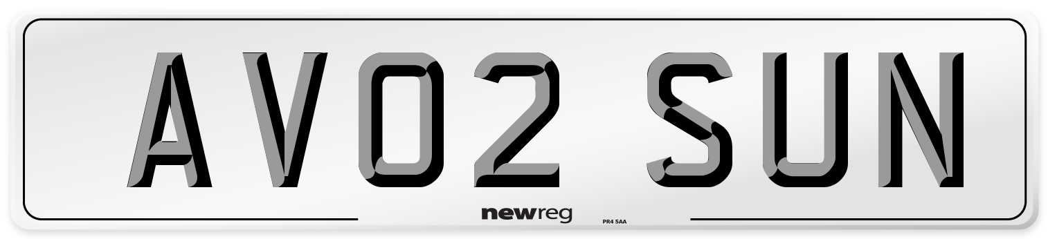 AV02 SUN Number Plate from New Reg